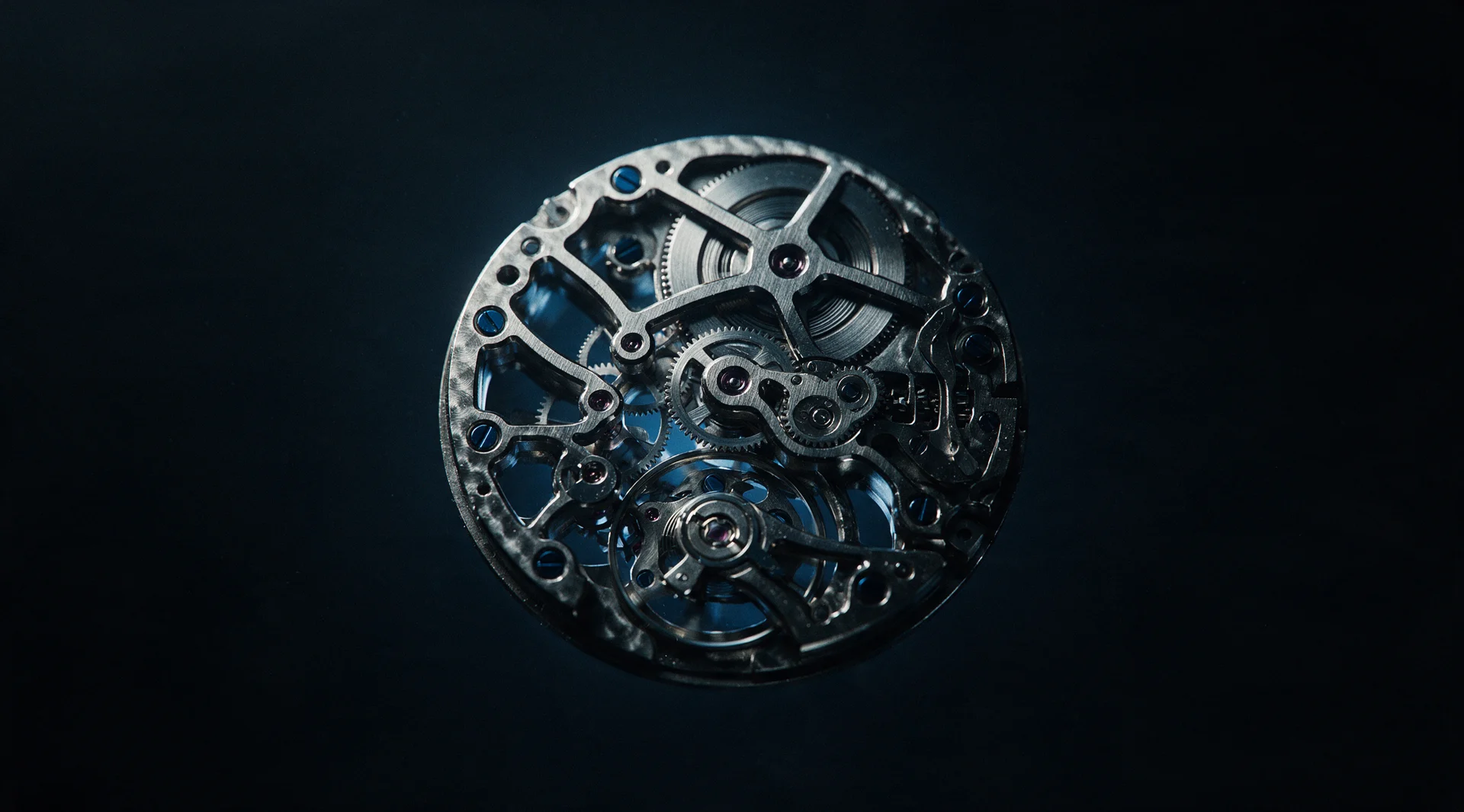 The movement inside a Velmont Dials timepiece, its caseback removed